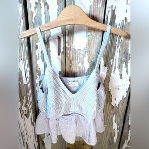 Hollister Light Blue Crochet Crop Top Size Large